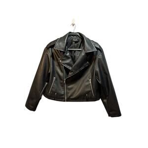 White Fox biker moto jacket black womens small. Zippered pockets full zip